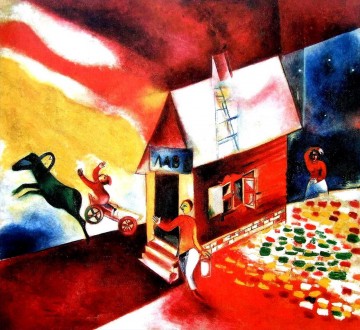 Marc Chagall Painting - Burning House contemporary Marc Chagall